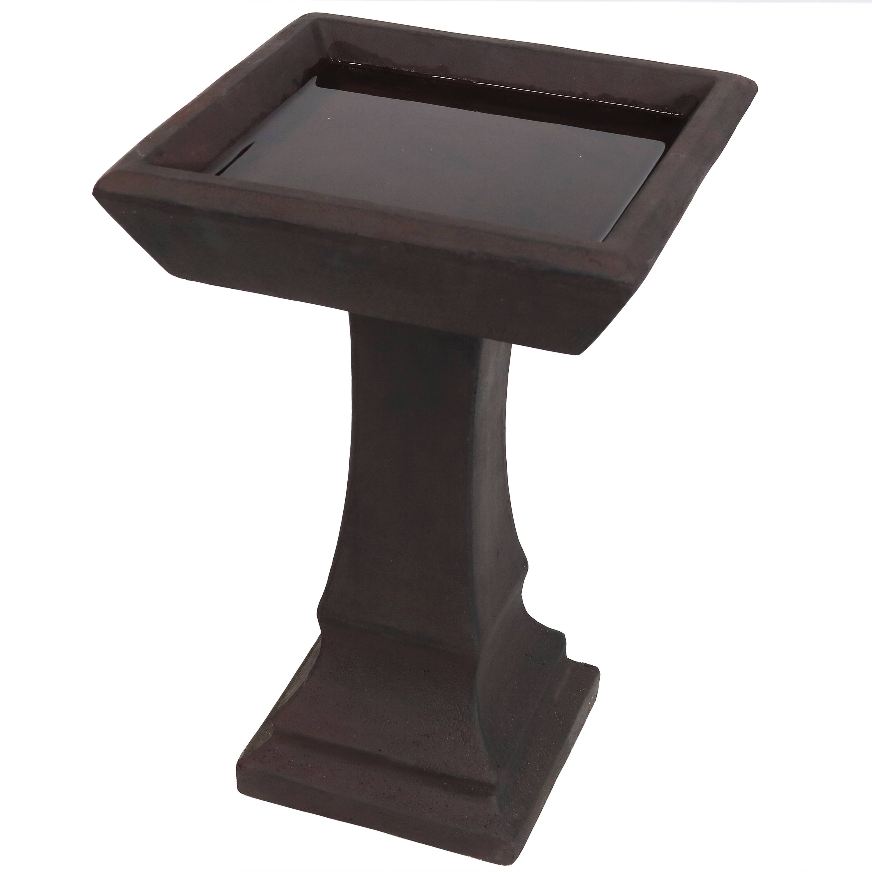 Alt View 10. Sunnydaze - Modern Glass Fiber Reinforced Concrete Bird Bath - 23 in - Brown.