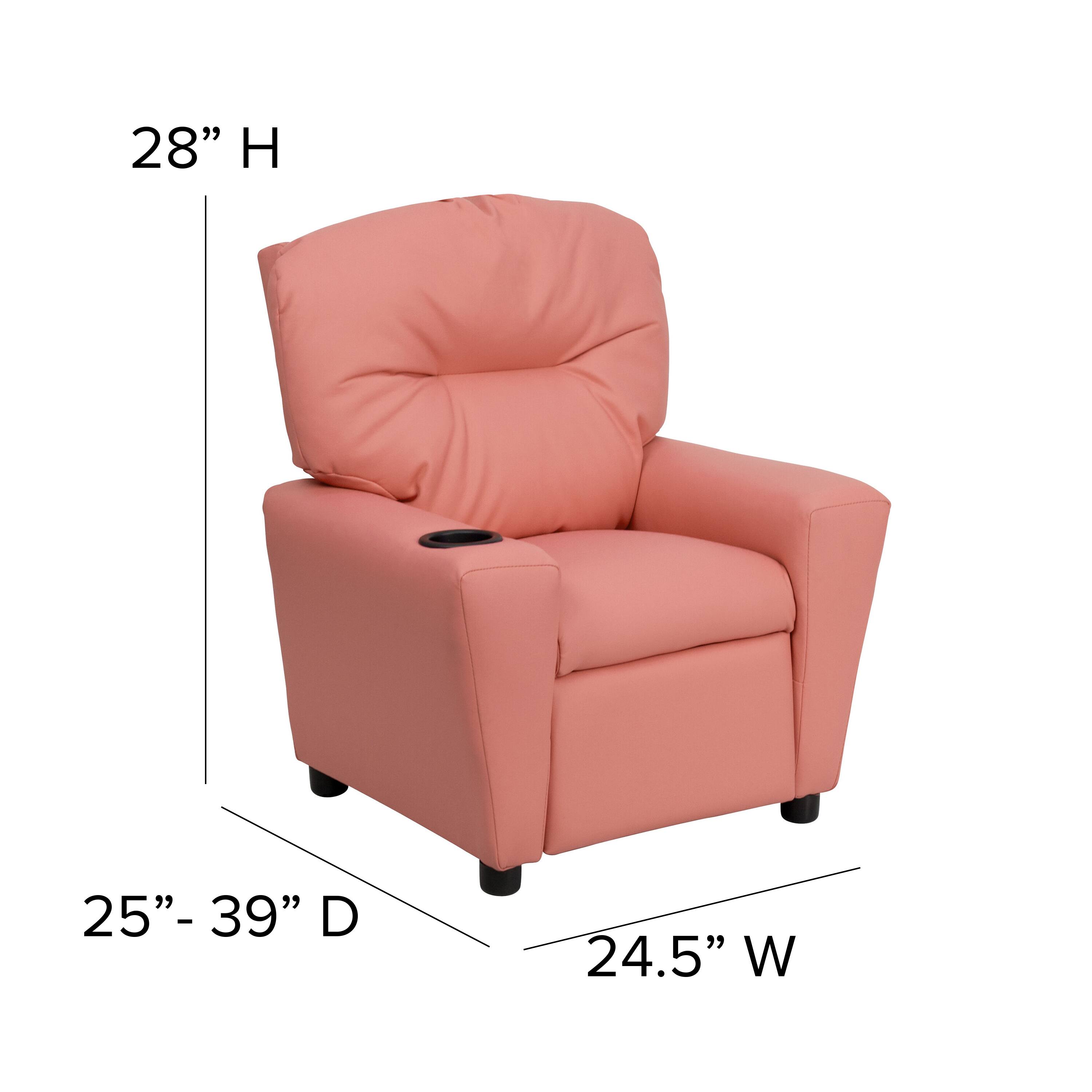 Alt View 11. Alamont Home - Contemporary Kids Recliner with Cup Holder - Pink Vinyl.