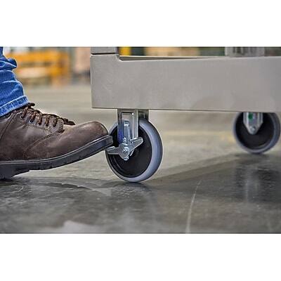 Alt View 6. RubberMaid - Rubbermaid 2-Shelf Plastic/Poly Mobile Utility Cart with Swivel Wheels, Beige (FG450088BEIG) - Beige.