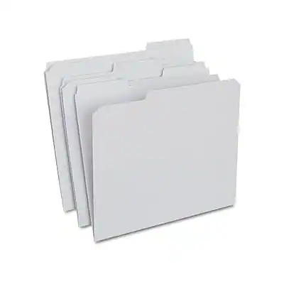 Front. Staples - Staples Reinforced File Folders, 1/3-Cut Tab, Letter Size, Gray, 100/Box (ST508895-CC) - Gray.