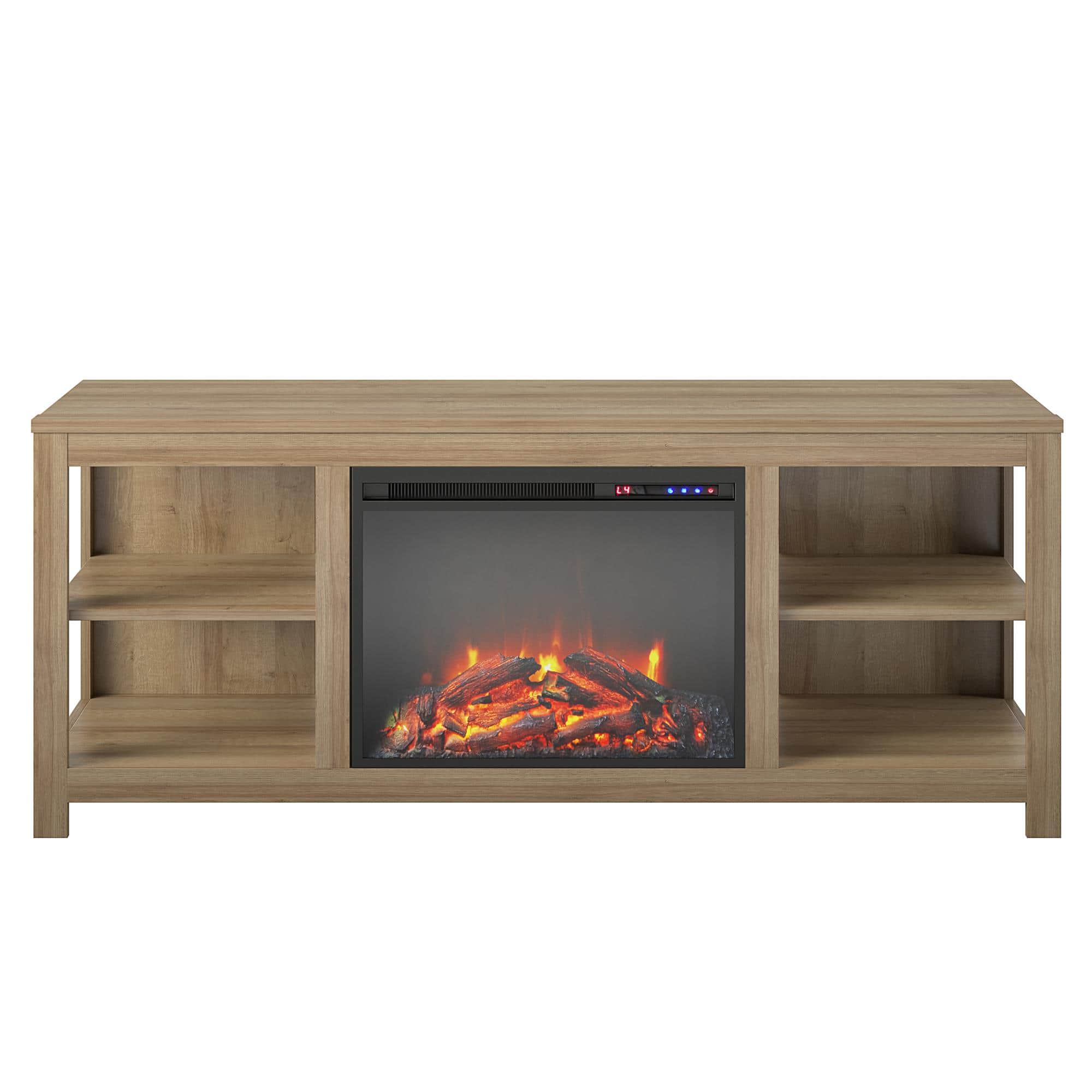 Front. Ameriwood Home - Melville Fireplace Console TV Stand (65") - Natural.