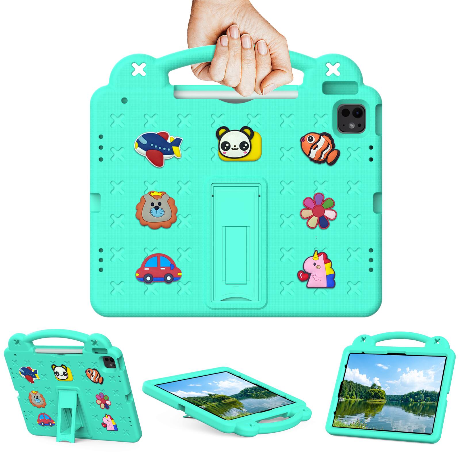 Angle. UUCOVER - Kids Case for iPad Air 13-inch M4 M3 M2 (2026/2025/2024),Shockproof EVA Case Handle Adjustable Stand Cover - Mint.