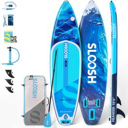 Joyfy - 10'6" Inflatable Stand Up Paddle Board with Premium Accessories, EVA Deck, Pump, Meander SUP for Youth & Adults - Blue
