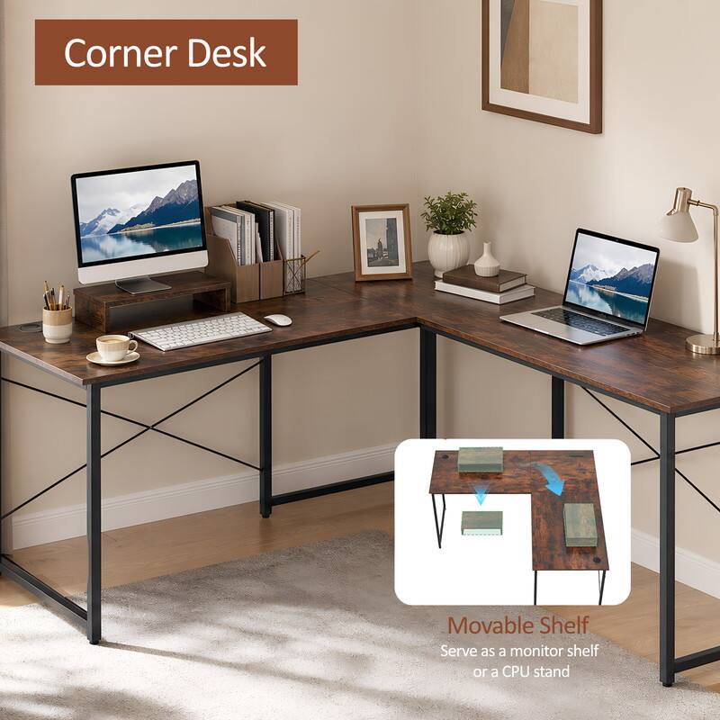 Corner Desk Movable Shelf Serve as a monitor shelf or a CPU stand