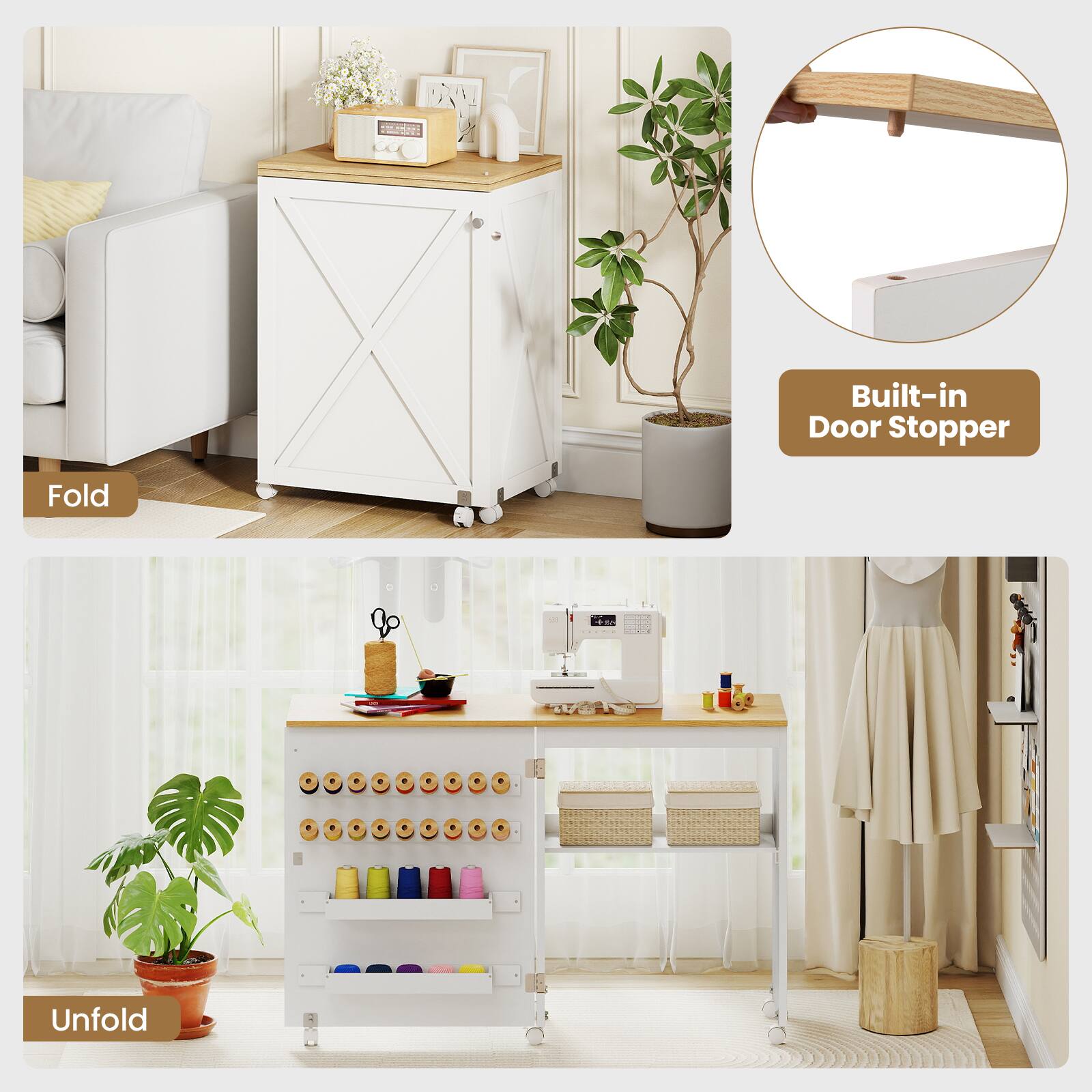 Built-in Door Stopper  
Fold  
Unfold