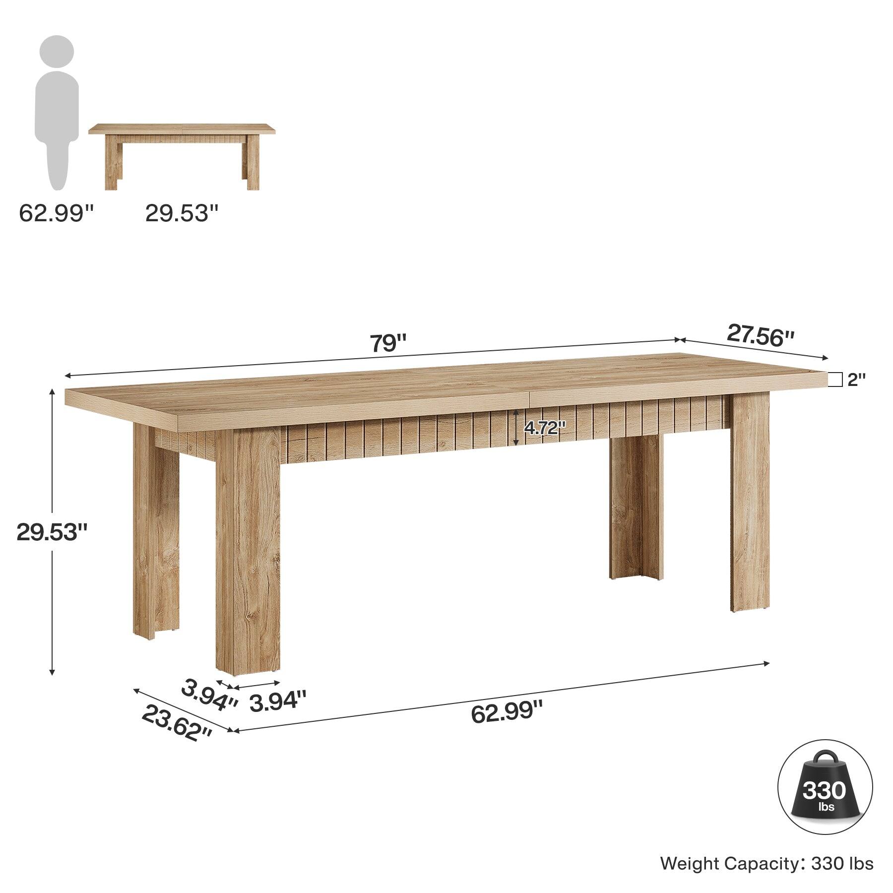 62.99"  
29.53"  
79"  
27.56"  
2"  
4.72"  
29.53"  
3.94" 3.94" 23.62"  
62.99"  
330 lbs  
Weight Capacity: 330 lbs
