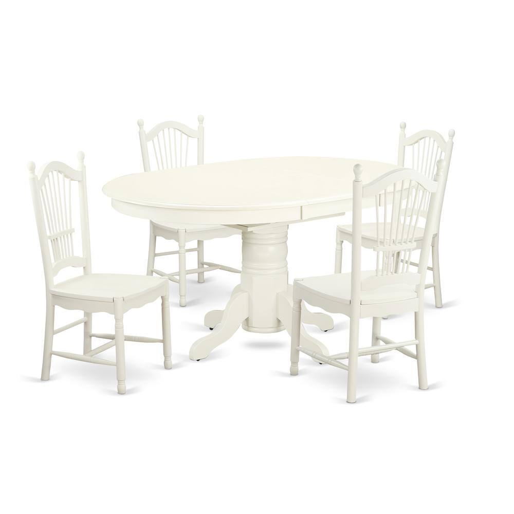 Back. East West Furniture - Dining Room Set Linen White - Brown.