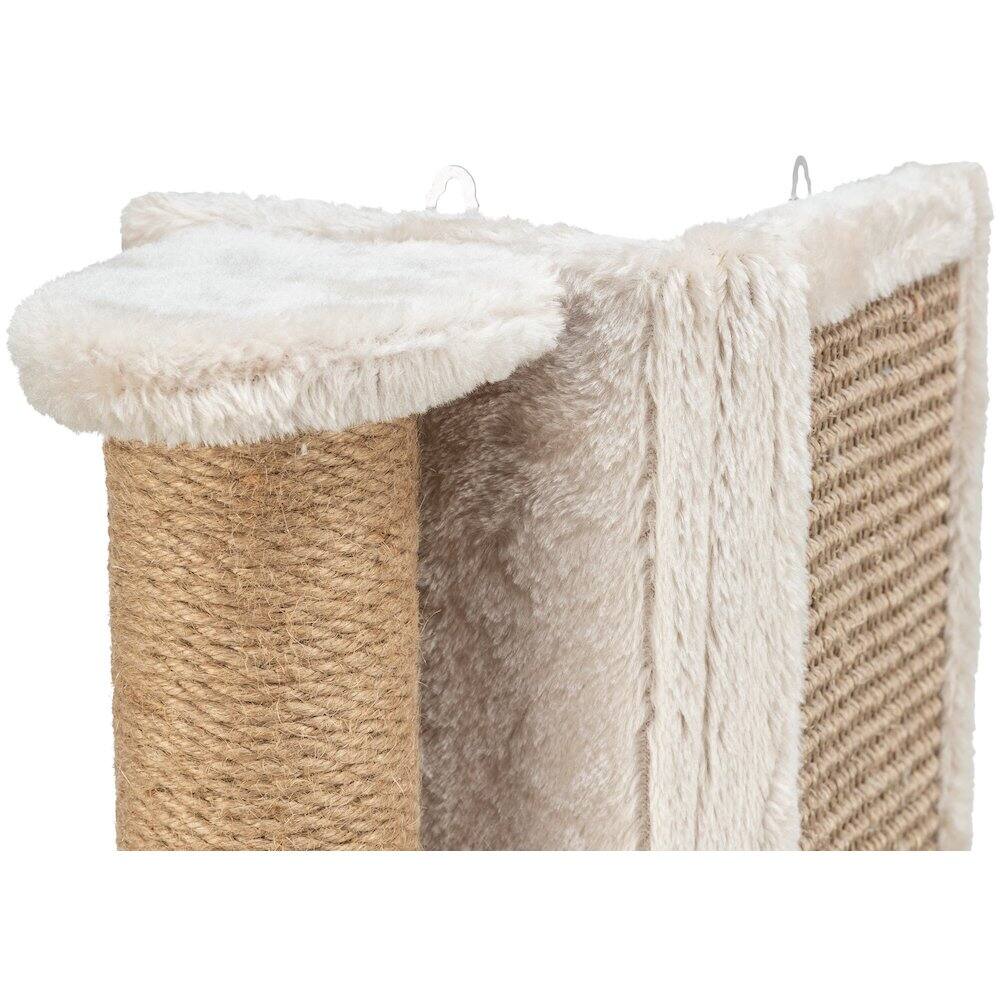 Alt View 2. TRIXIE - Wall Mounted Corner Sisal Scratching Board and Jute Post, Vertical Cat Scratcher - Beige.