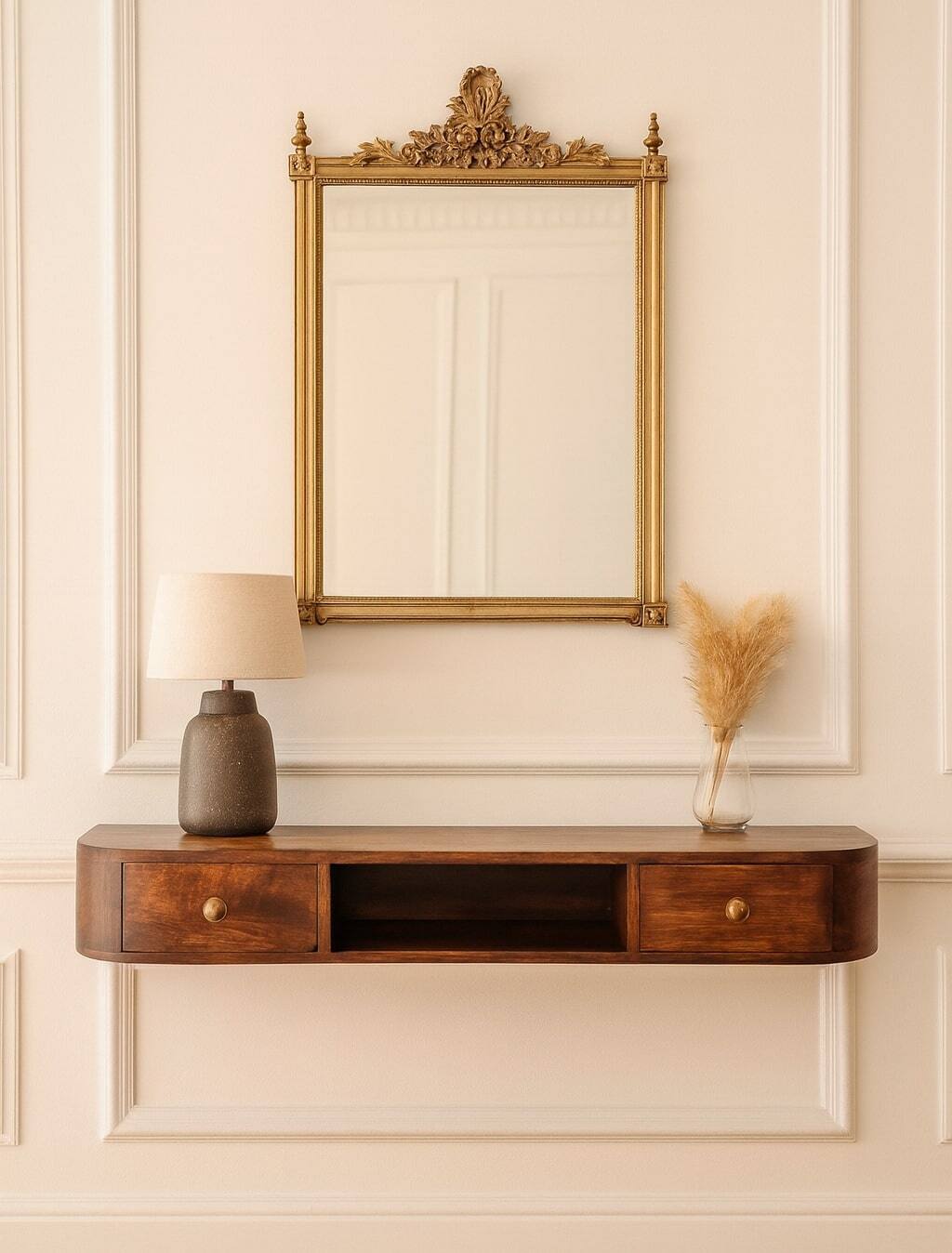 Alt View 6. Artisan Furniture - Artisan Furniture Solid Wood Lunar 2 Drawer Wall Mounted Chestnut Console, Brown - Brown.