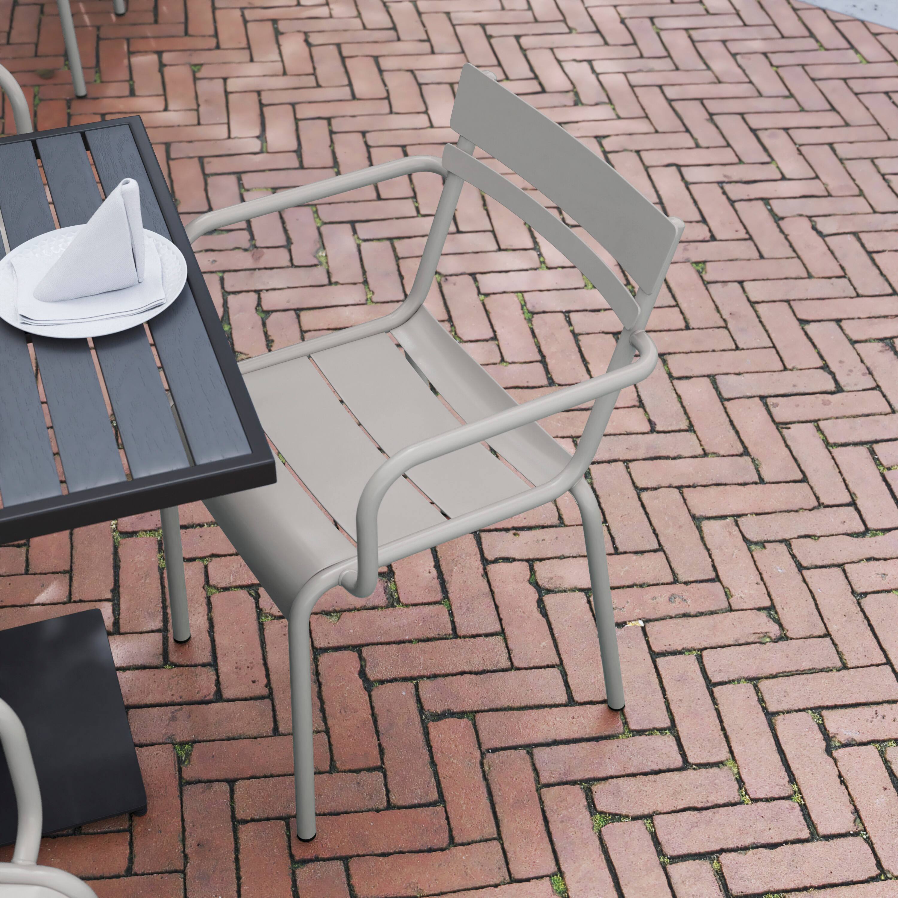Alt View 2. Flash Furniture - Nash Commercial Grade Silver Steel Indoor-Outdoor Stackable Chair with 2 Slats and Arms - Gray.