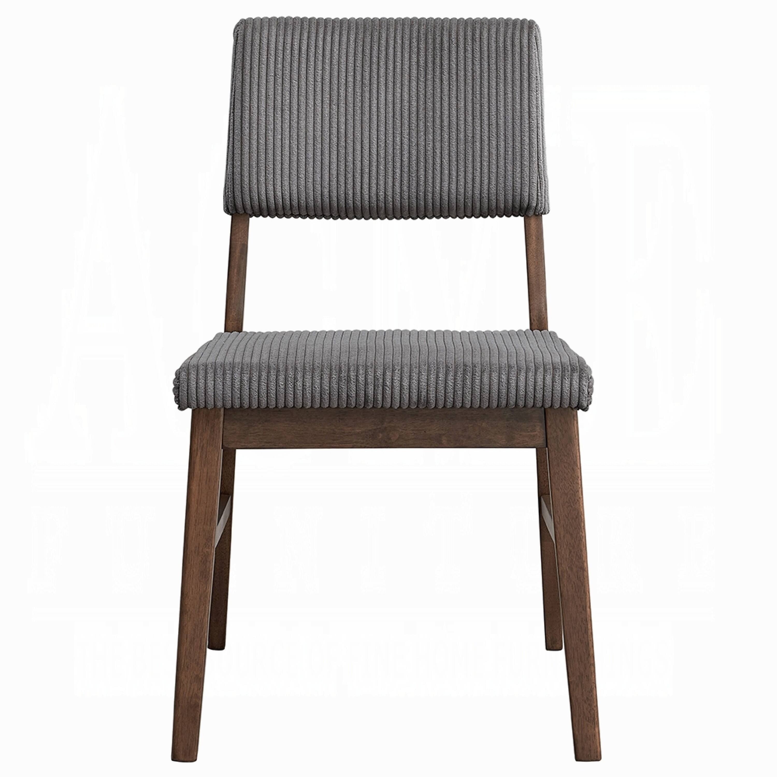 Alt View 1. Manhattan Lane - Koen Dining Side Chair Set of 2, Dark Gray Corduroy - Dark Gray, Walnut Brown.