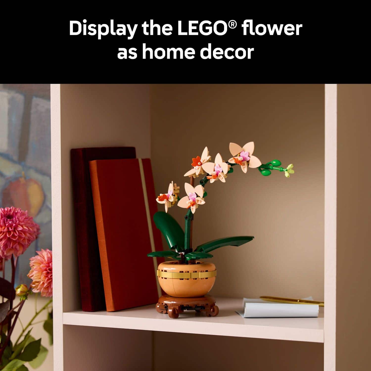 Display the LEGO flower as home decor.