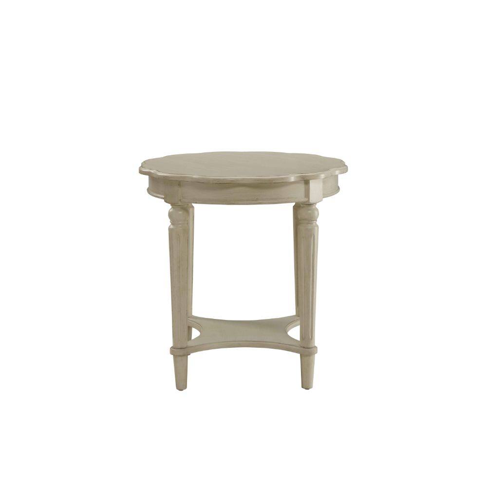 Alt View 1. Manhattan Lane - Fordon Round End Table, Scalloped Top - Antique White.