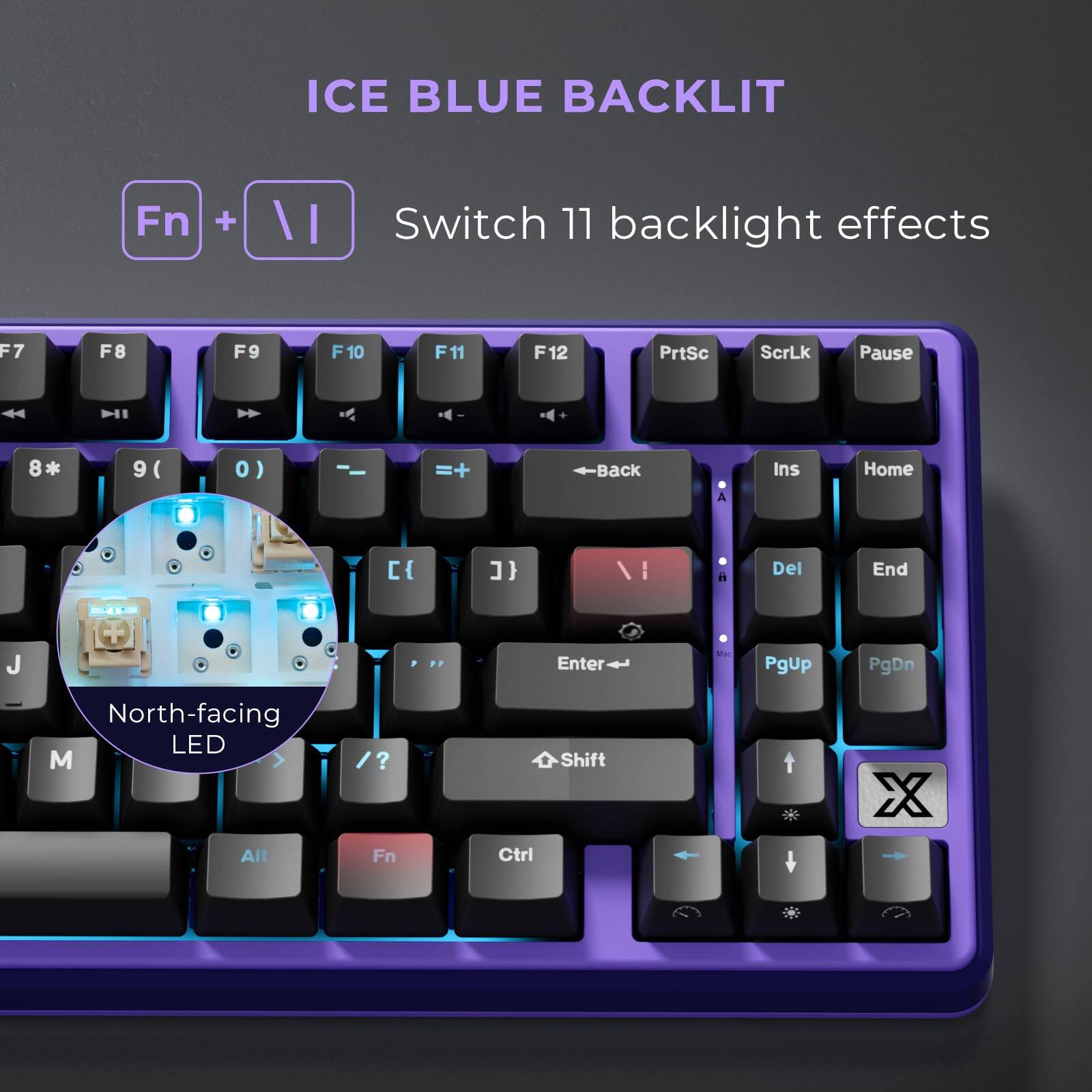 ICE BLUE BACKLIT

Fn + I Switch 11 backlight effects

North-facing LED