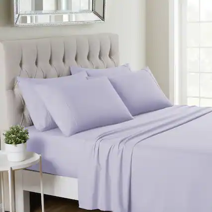 Front. Sweet Home Collection - Deluxe Microfiber Sheet Set with Bonus Pillowcases, Ultra Soft 1500 Series, Full - Lilac.
