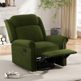 APRILSOUL - Swivel Recliner Manual Rocking Home Theater Chair Nursery Rocker Adjustable Backrest - Green