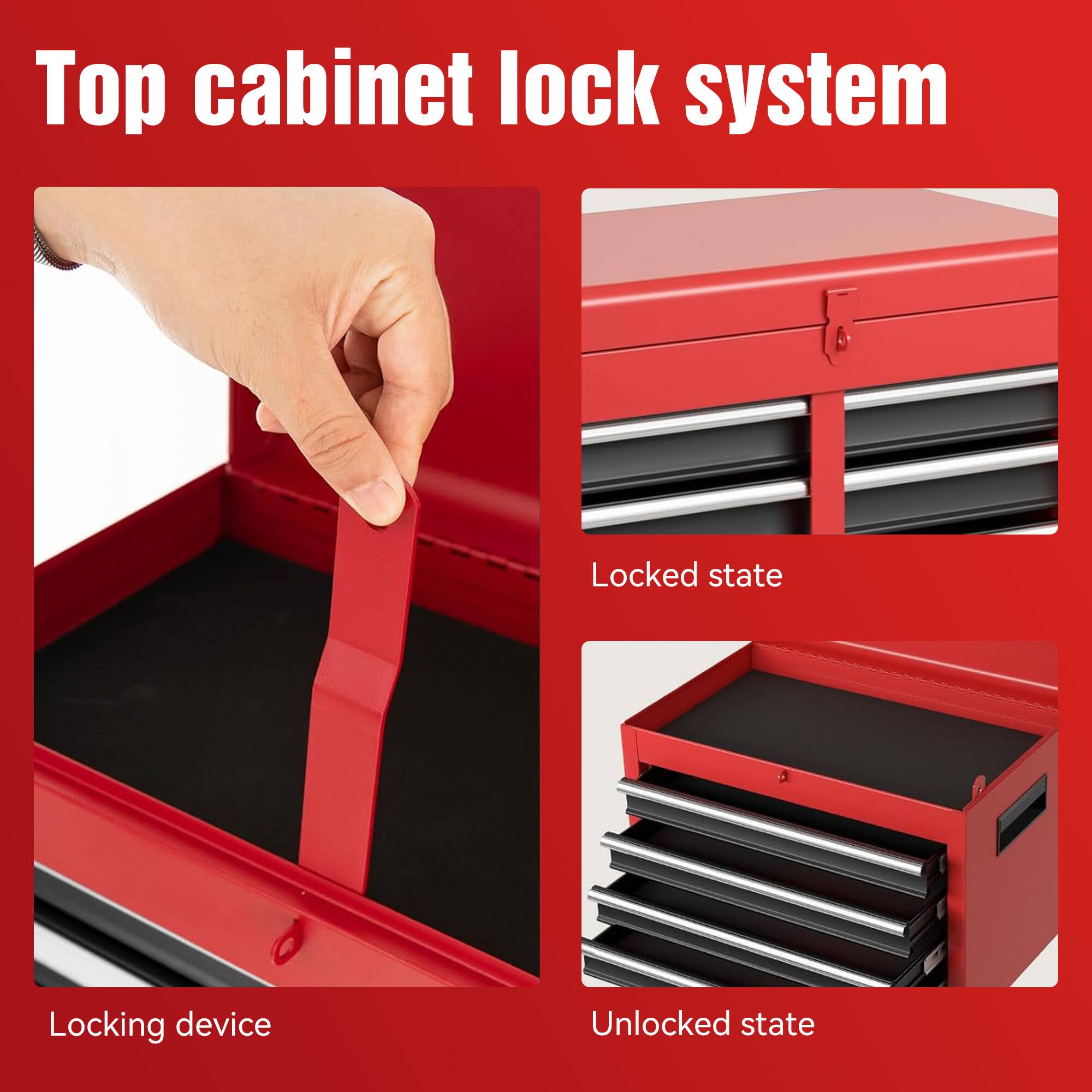 Top cabinet lock system

Locking device

Locked state

Unlocked state