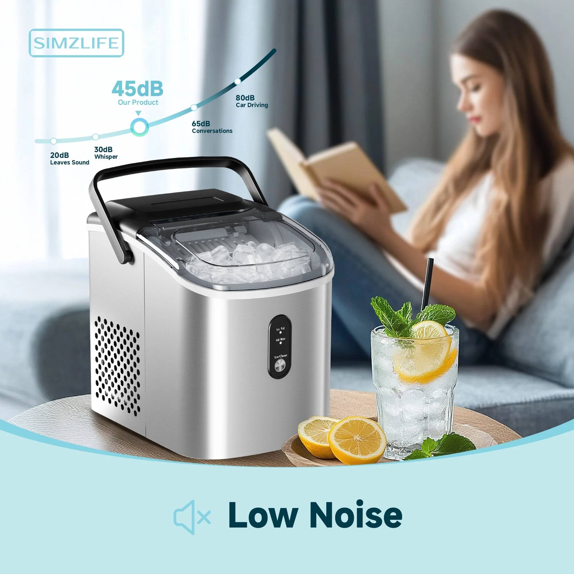 SIMZLIFE

45dB  
Our Product

20dB  
Leaves Sound

30dB  
Whisper

65dB  
Conversations

80dB  
Car Driving

Low Noise