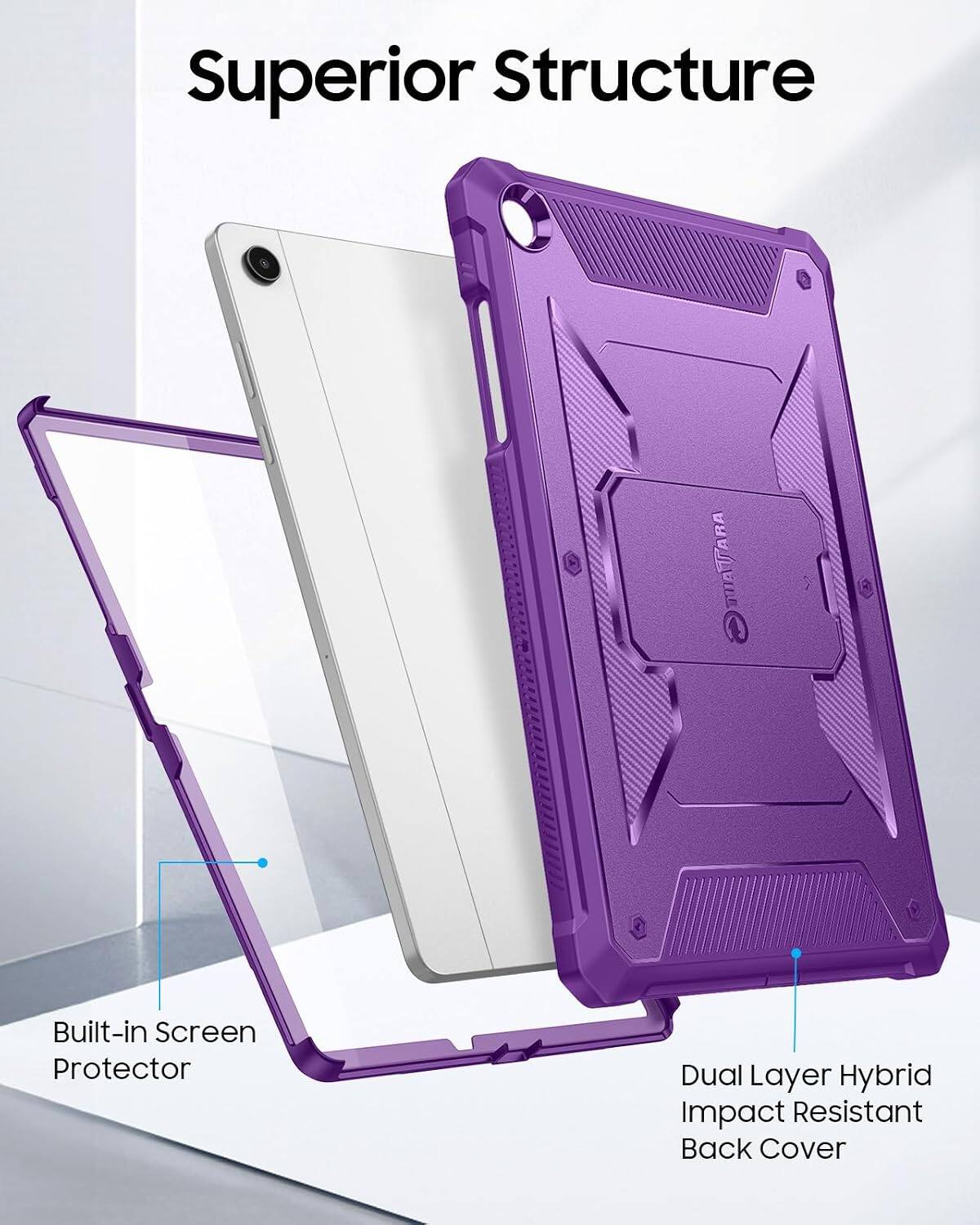 Superior Structure TUATARA Built-in Screen Protector Dual Layer Hybrid Impact Resistant Back Cover