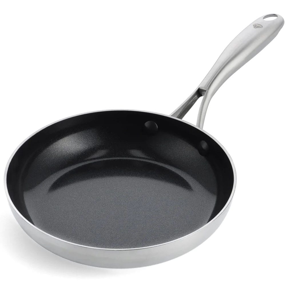 Alva - 11" Cookware Tri-Ply Stainless Steel Ceramic Nonstick Frying Pan Triple Steel - Silver