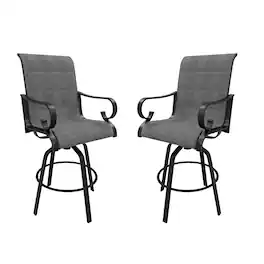 Mondawe - 2-Piece Outdoor Swivel Bar Stool Set with Ergonomic Design - Black+Grey