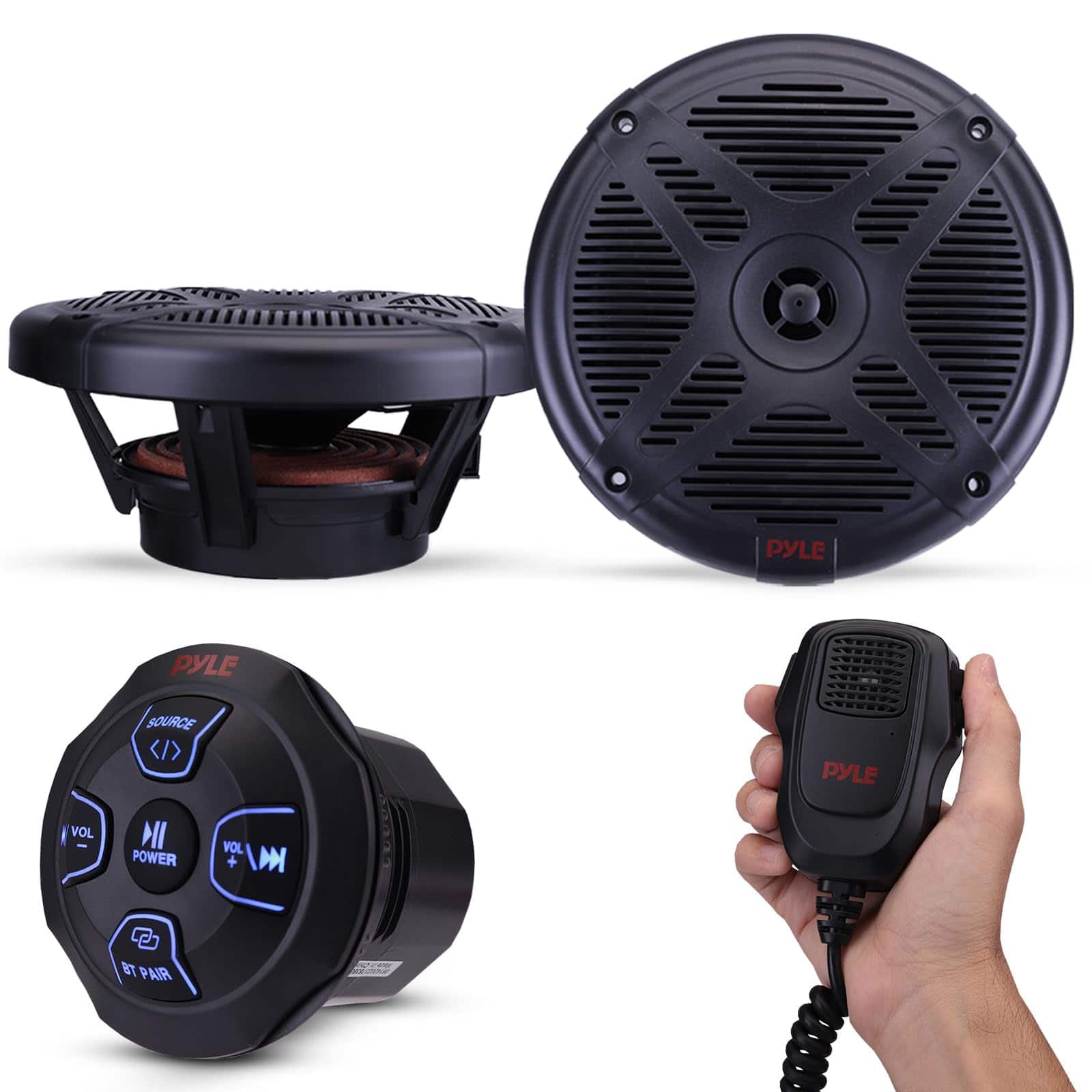 Pyle - Marine Bluetooth Receiver Speaker Kit - Black