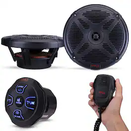 Pyle - Marine Bluetooth Receiver Speaker Kit - Black
