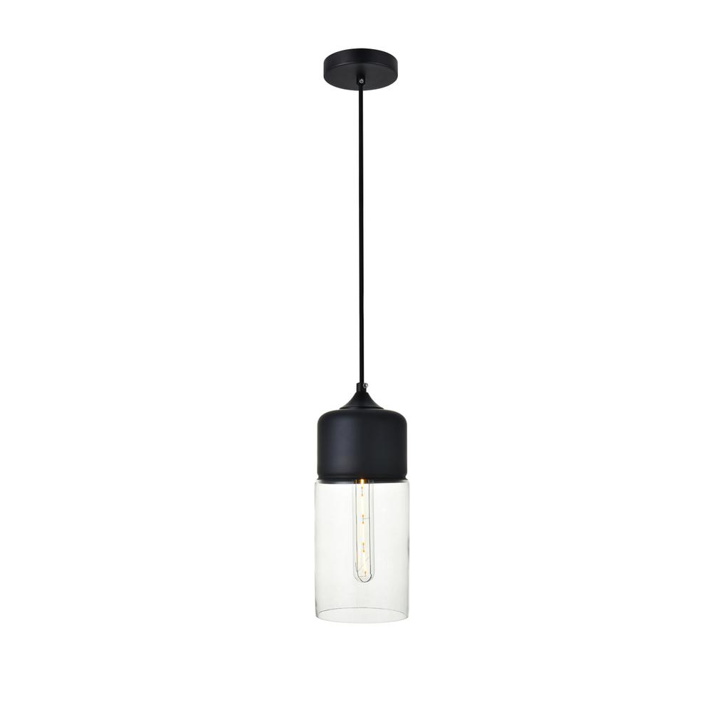Alt View 3. Living District - Ashwell 1 Light Black Pendant With Clear Glass - Black And Clear.