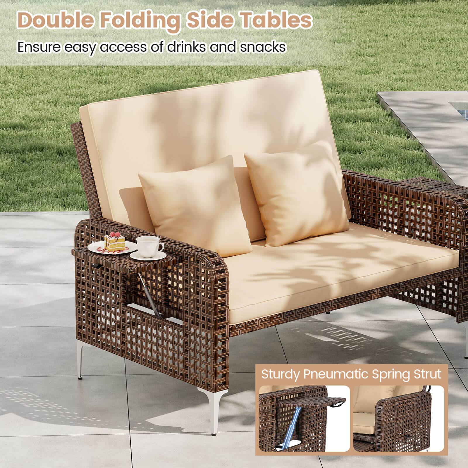 Double Folding Side Tables  
Ensure easy access of drinks and snacks  

Sturdy Pneumatic Spring Strut