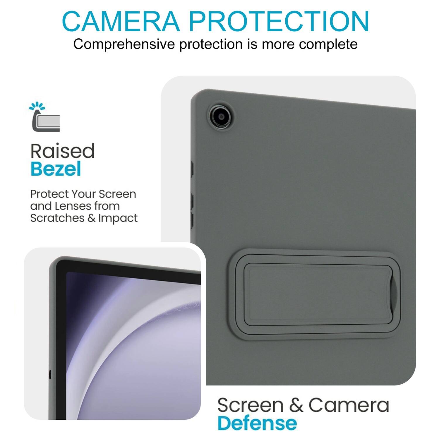 CAMERA PROTECTION  
Comprehensive protection is more complete  

Raised Bezel  
Protect Your Screen and Lenses from Scratches & Impact  

Screen & Camera Defense