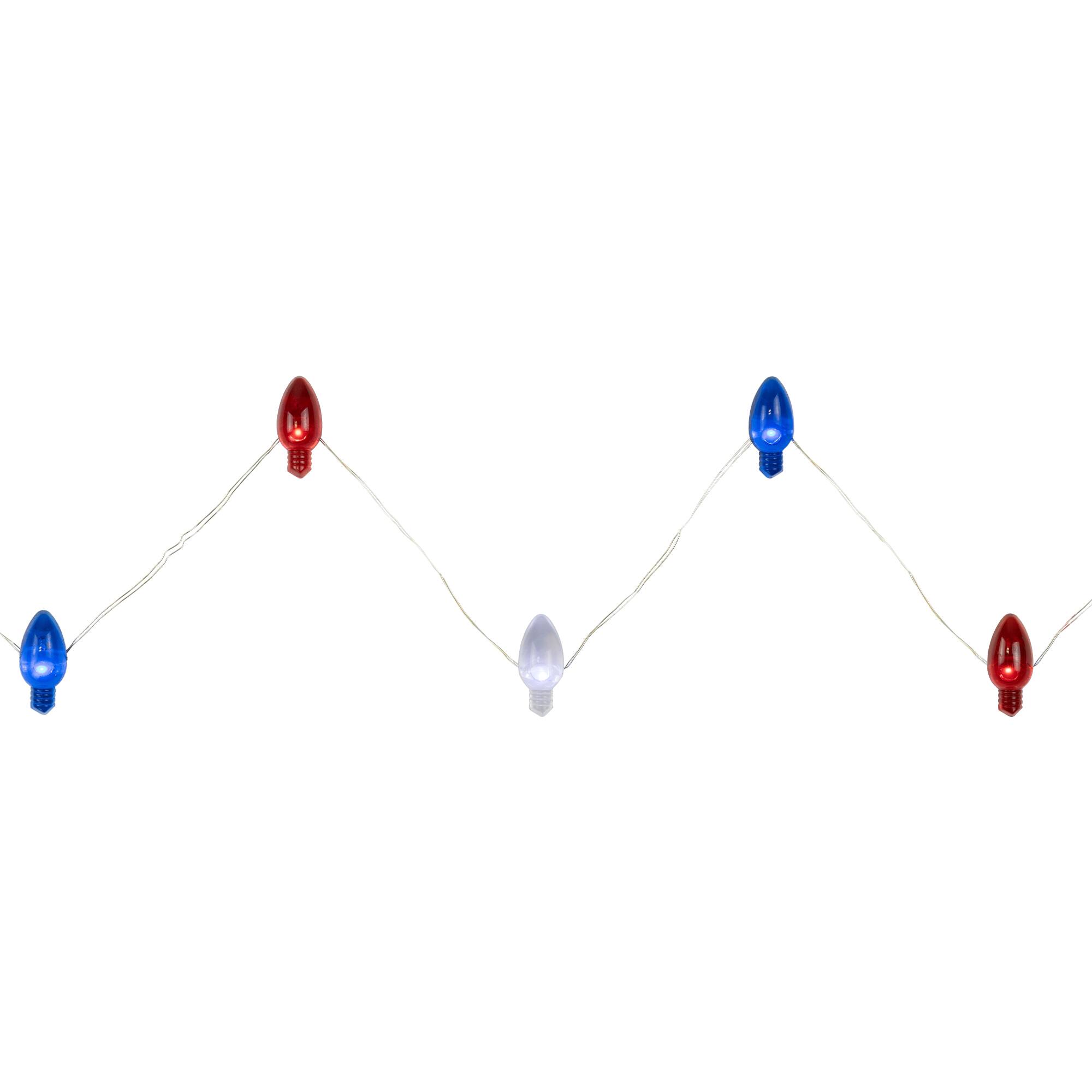 Front. Northlight - Patriotic Retro Style Bulb LED Fairy Lights - 6.25ft - Copper Wire - 20ct - Red.