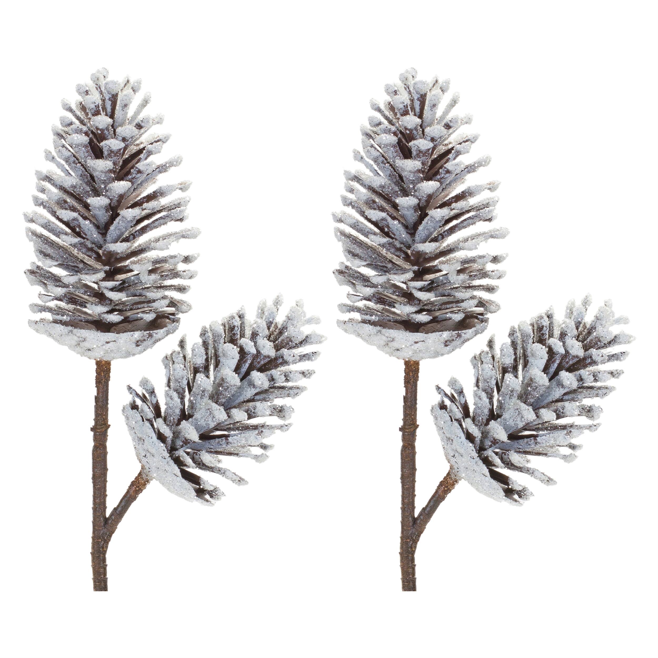 Left. BreeBe - Pine Cone Pick (Set of 2) - Brown, White.