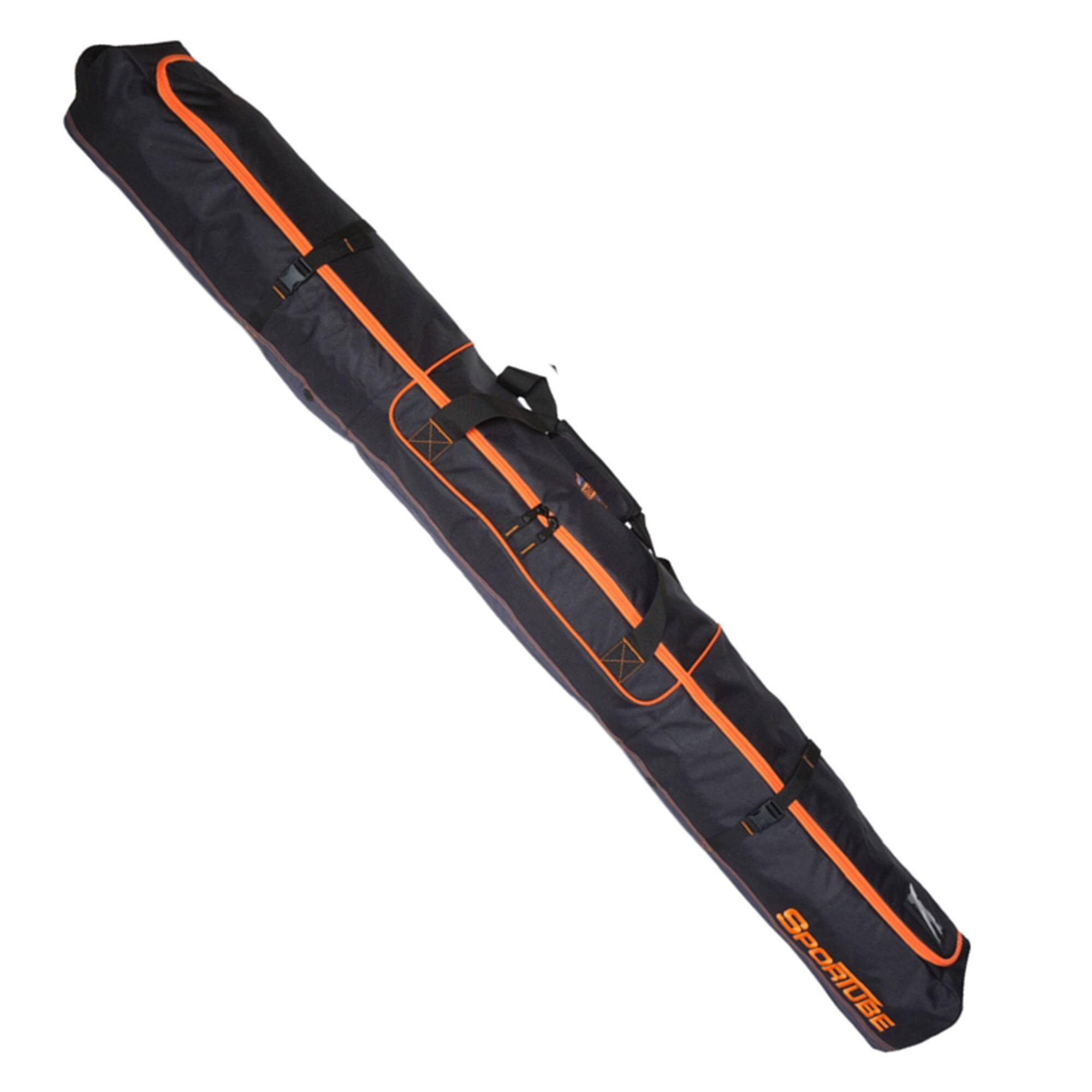 Front. Sportube - Sportube Traveler Padded 6 Foot Single Pair Ski & Pole Luggage Bag, Black/Orange - Black/Orange.