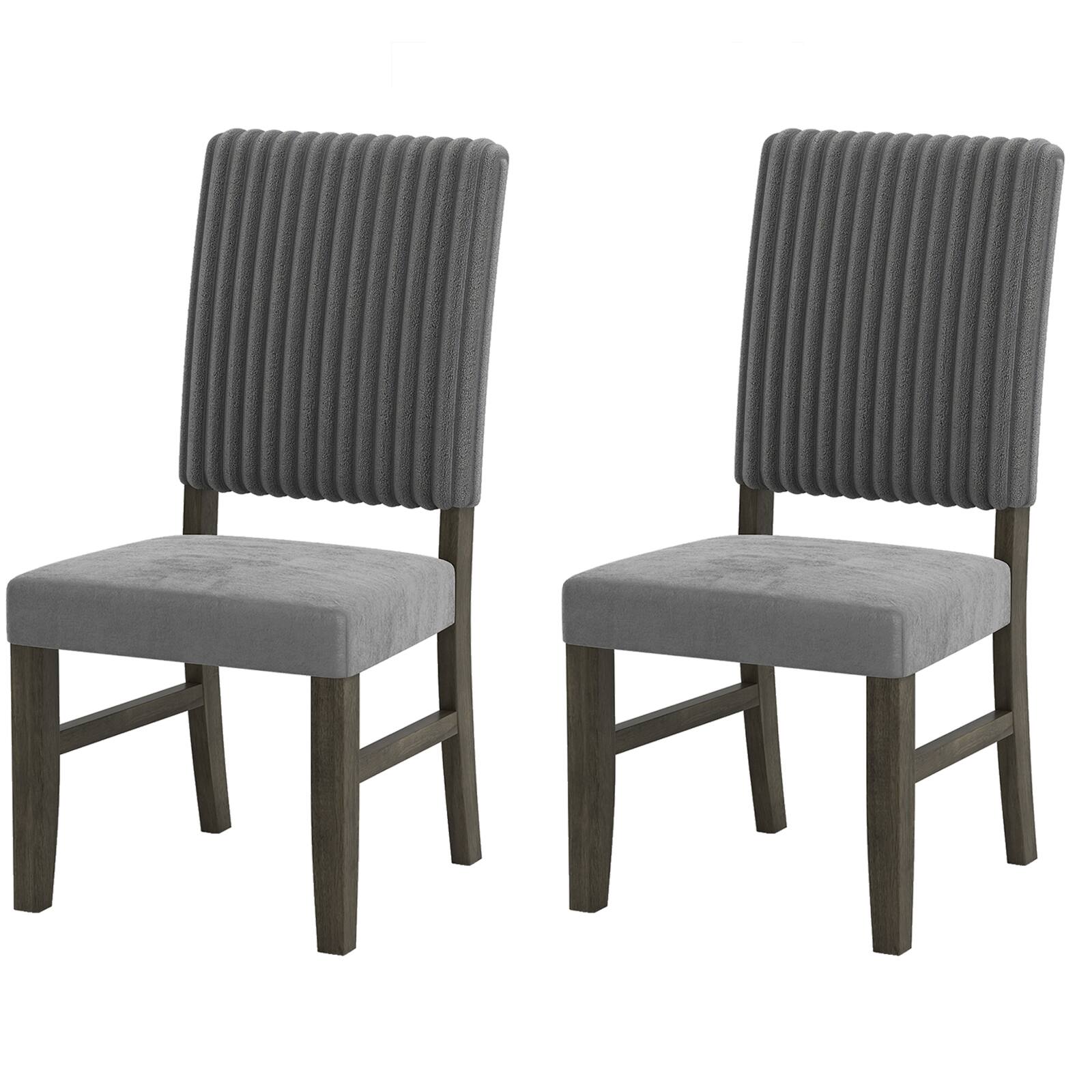 Alt View 8. Gymax - Gymax Dining Chair Set of 2 Mid-Century Modern Velvet Fabric Upholstered Chairs - Gray.