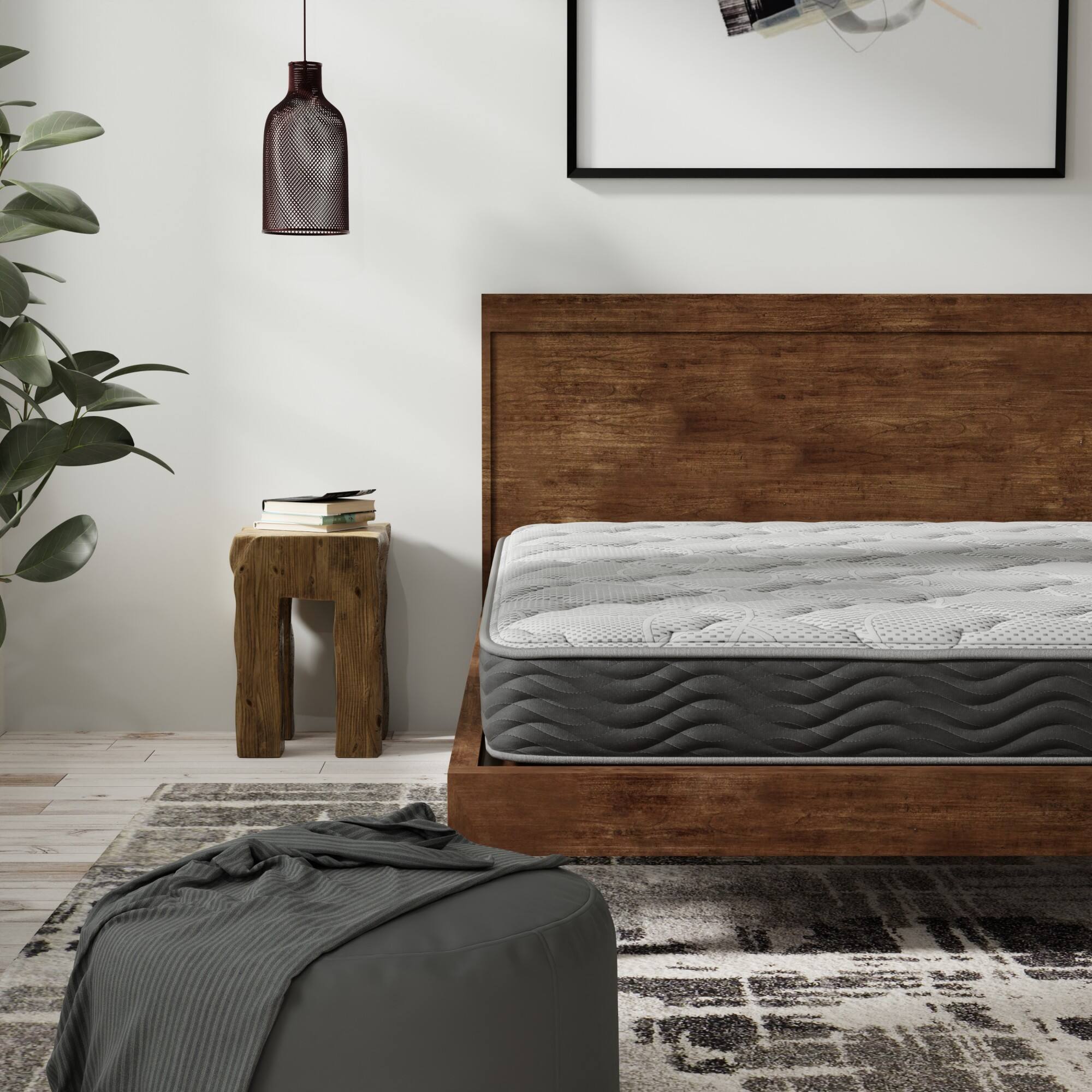 Alt View 1. Glintex - 8" Firm Hybrid Twin Mattress with Cooling Gel Foam, Pocketed Coil Support, CertiPUR-US Certified - Black+ Gray.