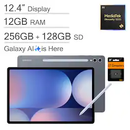 Samsung - Galaxy Tab S10+ - 12.4" 256GB + 128GB SD Card - Wi-Fi - with S-Pen - Moonstone Gray