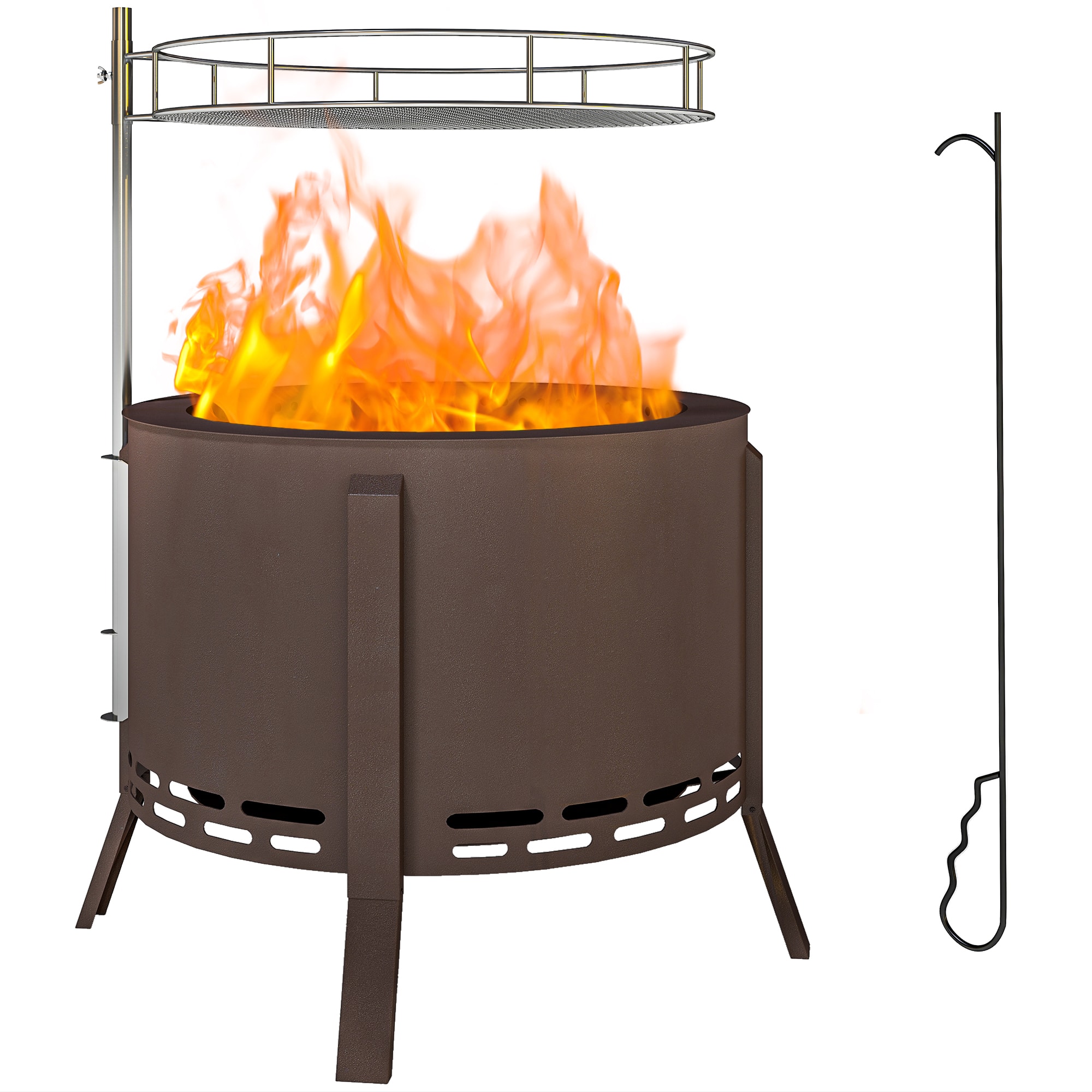 Outsunny 2 in 1 Smokeless Fire Pit, BBQ Grill, 19