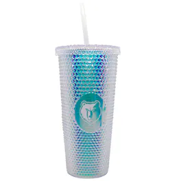 Logo Brands - Memphis Grizzlies 24oz. Iridescent Studded Travel Tumbler with Straw - Multicolor