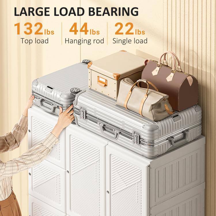 LARGE LOAD BEARING  
132 lbs Top load  
44 lbs Hanging rod  
22 lbs Single load