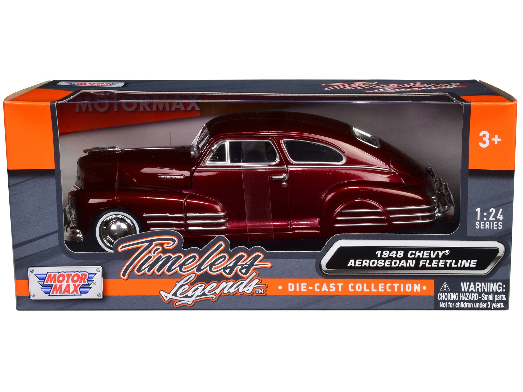 A MOTORMAX Fny 3+ 1:24 1 24 SERIES Timeless 1948 CHEVY AEROSEDAN FLEETLINE MOTOR MAX Legends TM DIE-CAST COLLECTION ! WARNING: CHOKING HAZARD- Small parts. Not for children under 3 years.