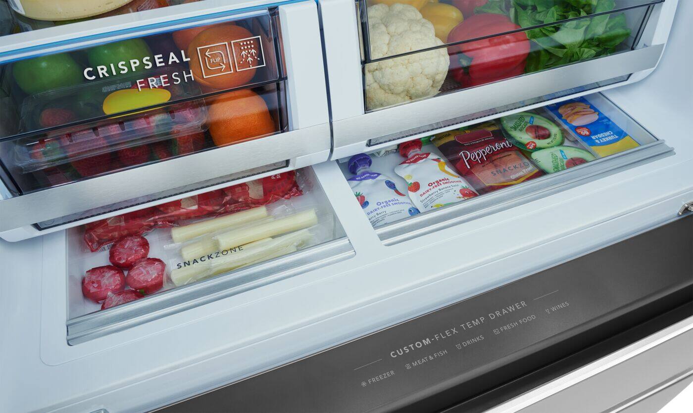 CRISPSEAL FRESH  
FLIP  
Pepperoni SNACKZONE  
Organic FROE SMOOTH  
Organic Strawberry SMOOTH DAIRY-FREE  
60 CHEDDAR  
TURKEY SNACKZONE  
CUSTOM-FLEX TEMP DRAWER  
WINES  
FRESH FOOD  
DRINKS  
MEAT & FISH  
FREEZER