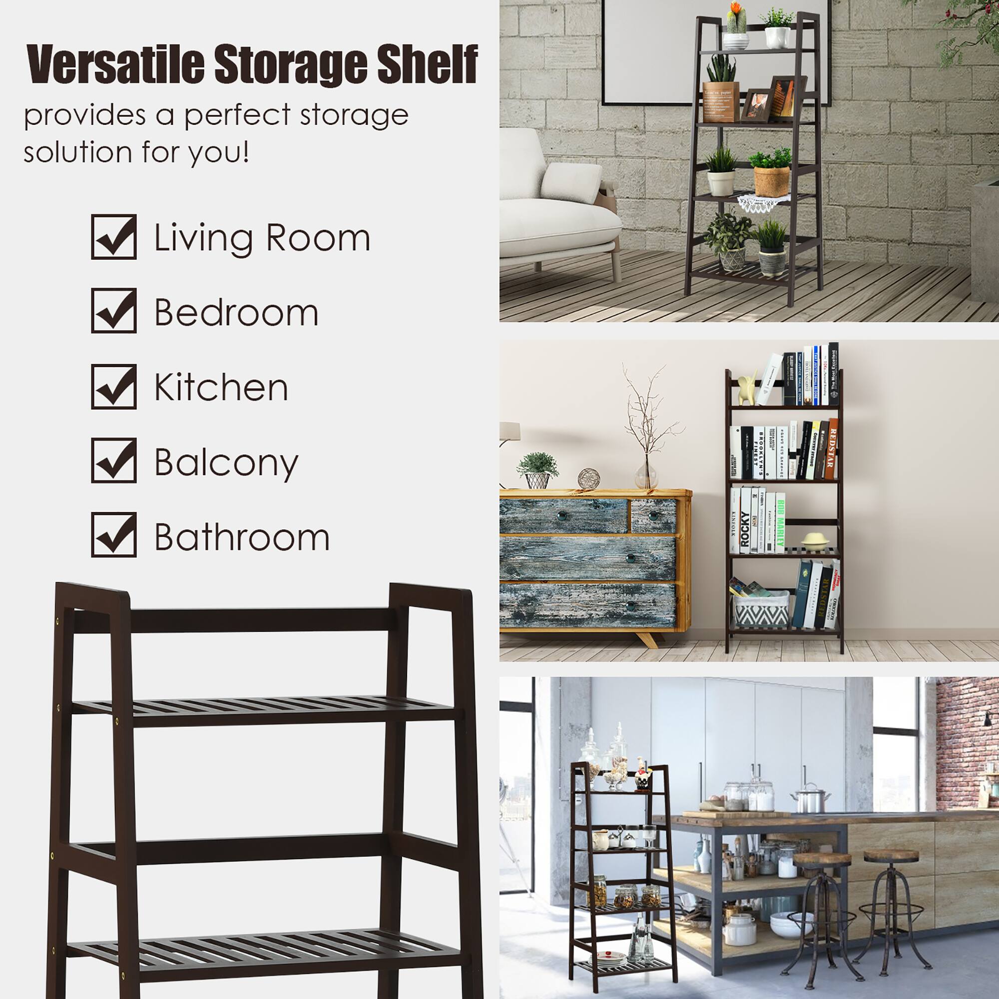 Versatile Storage Shelf provides a perfect storage solution for you! Living Room, Bedroom, Kitchen, Balcony, Bathroom.
