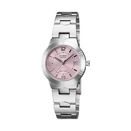 Casio - Women’s Pink Dial Analog Watch with Stainless Steel Bracelet - LTP-1241D-4A - Silver