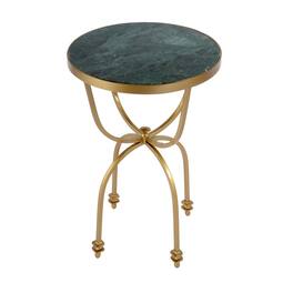 Butler Specialty - Hager 16 in. W Round Marble & Metal Side Table - Green