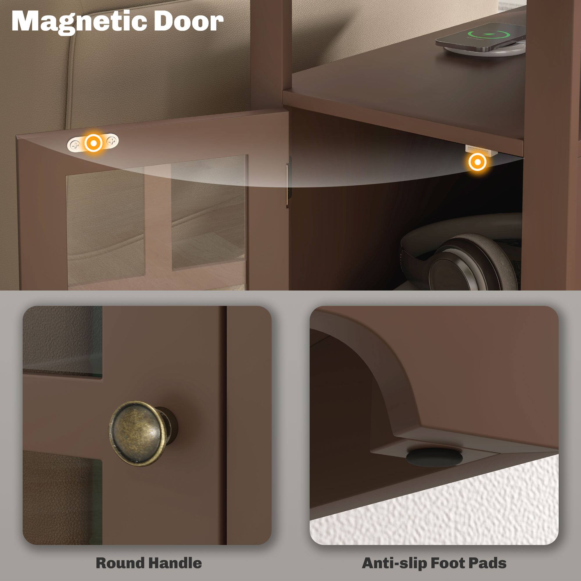 Magnetic Door
Round Handle
Anti-slip Foot Pads