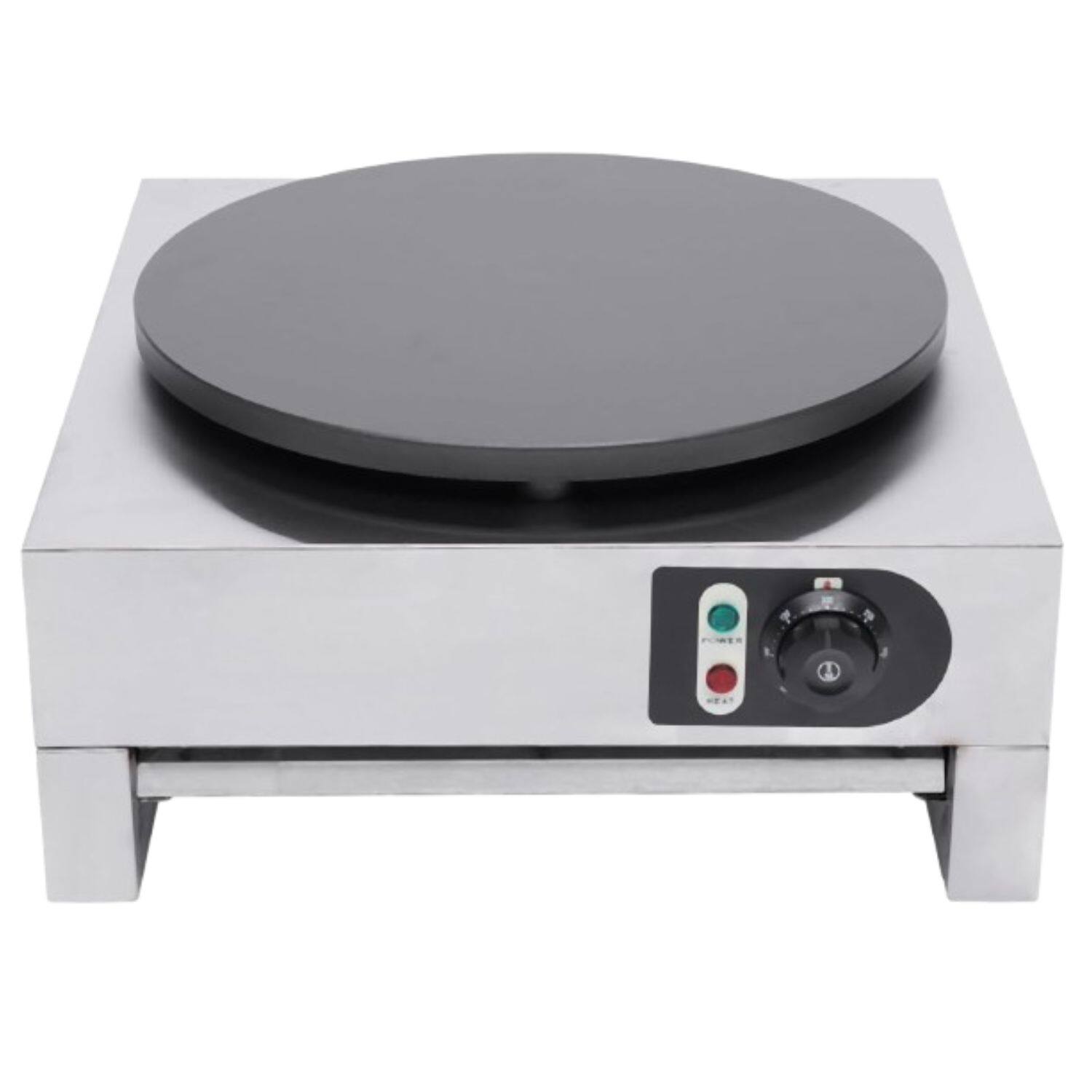 Front. Stock Preferred - 15.7" Commercial Electric Crepe Maker - Silver.