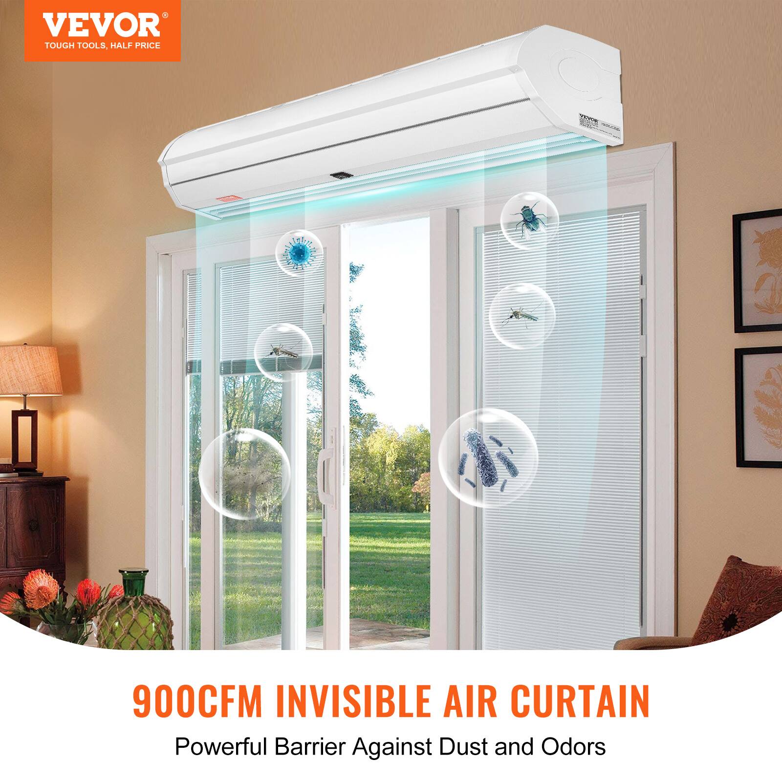 VEVOR TOUGH TOOLS, HALF PRICE

900CFM INVISIBLE AIR CURTAIN
Powerful Barrier Against Dust and Odors