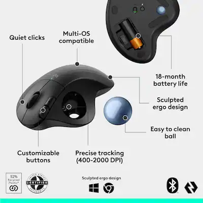 Custodia rigida per Logitech MX Ergo/Ergo M575/M570, resistente agli Custodia rigida per Logitech MX Ergo/Ergo M575/M570, resistente agli