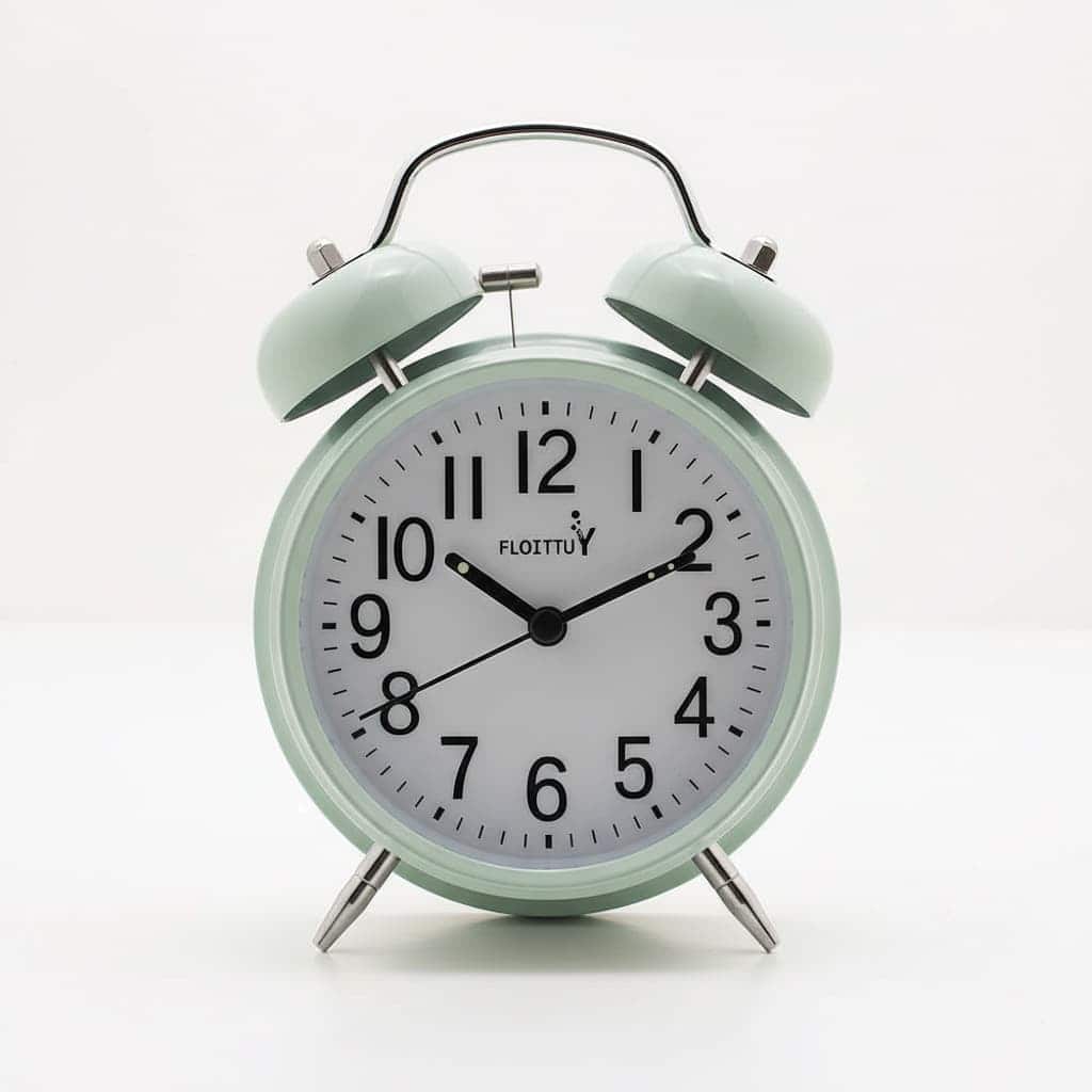 FINEAK - 4'' Twin Bell Alarm Clock with Backlight, Loud Alarm for Deep Sleepers - Green
