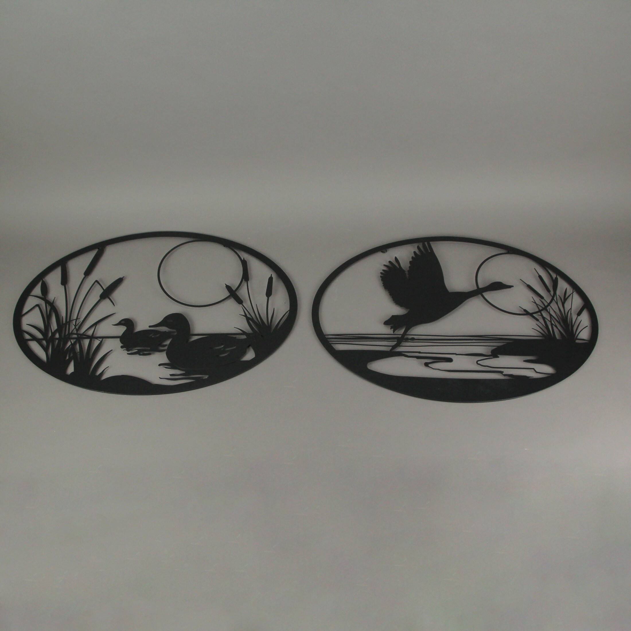 Alt View 3. Mayrich Company - Set of 2 Black Metal Goose And Ducks Wall Art Decorative Sculpture Home Decor - Black.